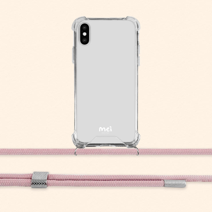 Classic Clear Case with Dusty Pink Detachable Rope