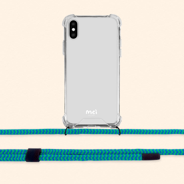 Classic Clear Case with Detachable Emerald Blue Detachable Rope