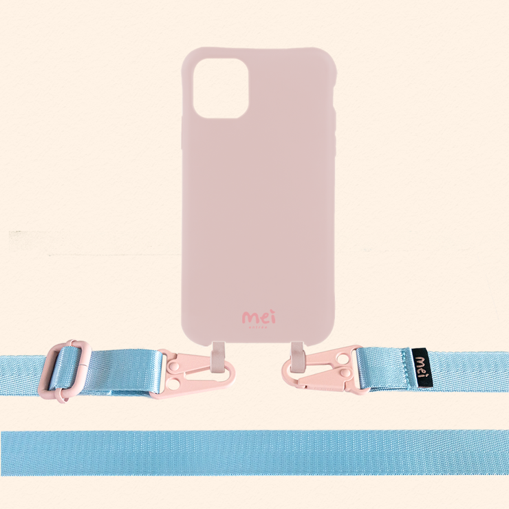 Pink Matte Case + Baby Blue Strap