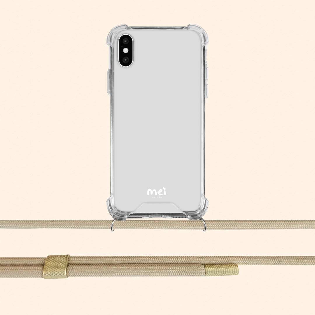 Classic Clear Case with Detachable Khaki Beige Rope – Mei
